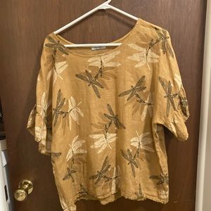 Elaina baldi women’s large linen top with dragonflies